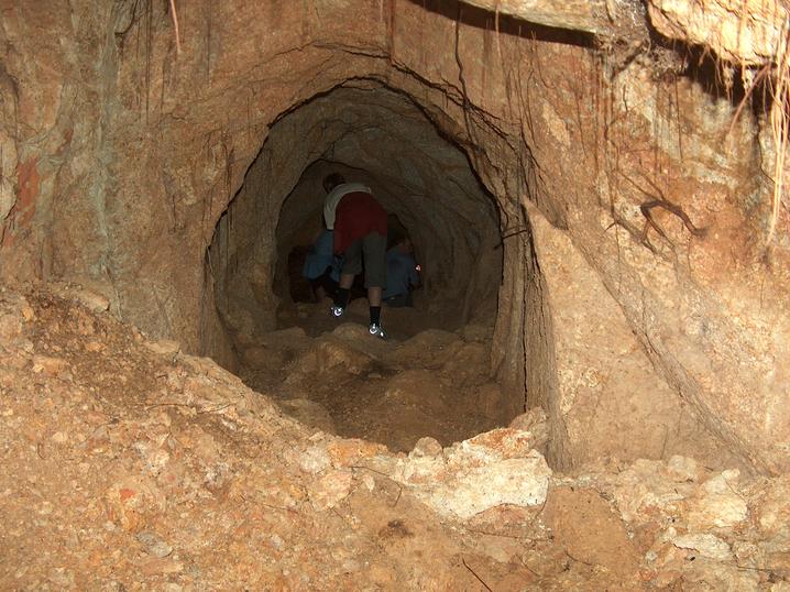 The entrance to an old mine tunnel.
